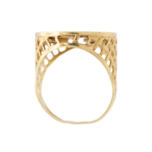 1 - A half sovereign set in a 9k gold ring. The ring is London hallmarked 1990, by LG&S, size U, total w... 