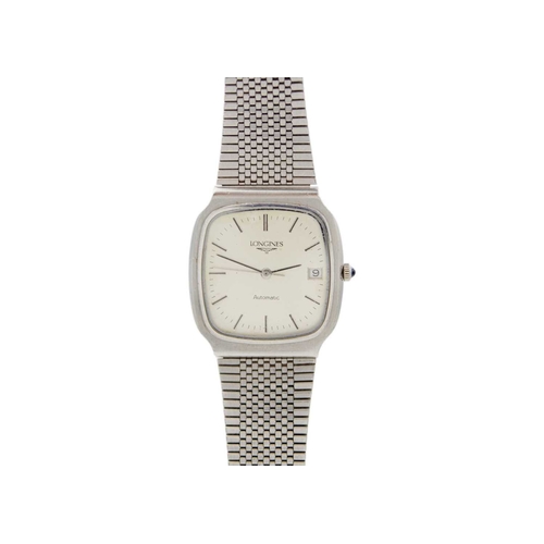 1038 - LONGINES - An automatic stainless steel gentleman's dress watch, cal. L 990.1. The silvered dial wit... 