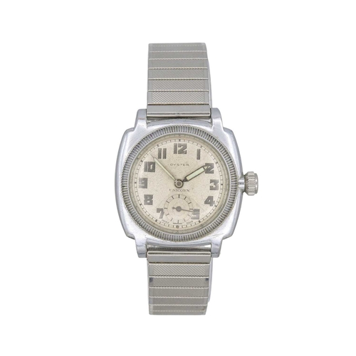 1050 - OYSTER UNICORN - A 1920's stainless steel cushion cased gentleman's manual wind wristwatch. The sign... 