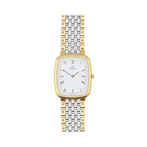 1065 - OMEGA - A De Ville bi-colour stainless steel gentleman's quartz bracelet wristwatch. Ref. 395 0876.2... 