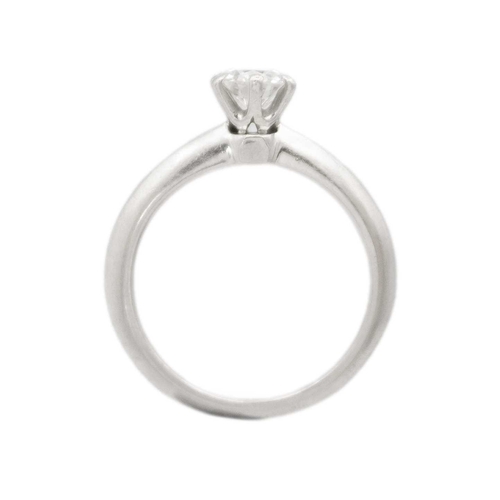 11 - TIFFANY & CO - A good platinum 0.59ct diamond solitaire ring with certificate and box. The six-claw ... 