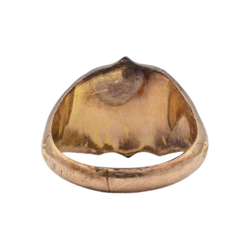 175 - A Victorian 9k gold bloodstone set signet ring. Stamped 9.375, by A.RS, the ring size N, total weigh... 