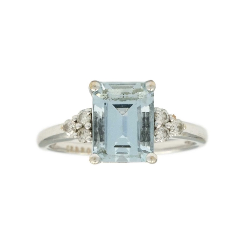 37 - A fine 18k white gold Aquamarine and Diamond ring with a similar pair of earrings, by CERRONE, Austr... 
