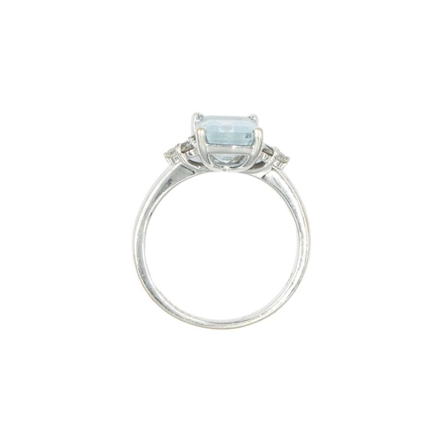 37 - A fine 18k white gold Aquamarine and Diamond ring with a similar pair of earrings, by CERRONE, Austr... 