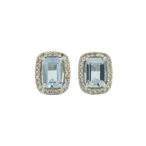 37 - A fine 18k white gold Aquamarine and Diamond ring with a similar pair of earrings, by CERRONE, Austr... 