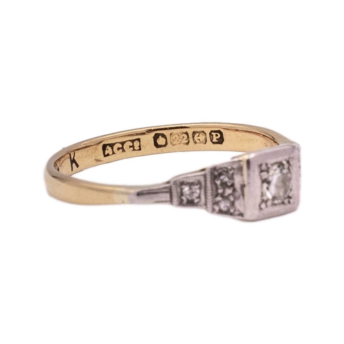 58 - A 22k gold diamond set ring. The principal diamond is 3mm in diameter approx., Birmingham hallmark 1... 