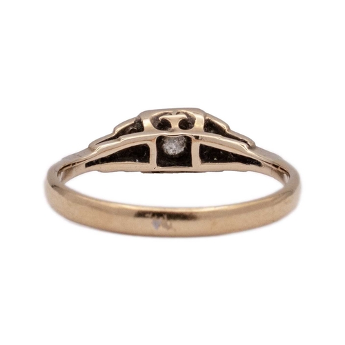 58 - A 22k gold diamond set ring. The principal diamond is 3mm in diameter approx., Birmingham hallmark 1... 