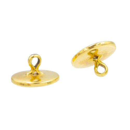6 - A pair of high-purity gold mother-of-pearl and diamond buttons. Decorated with five rose-cut white d... 