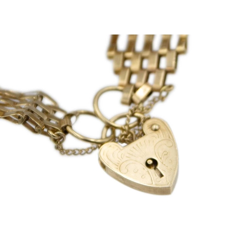 7 - Full sovereign coin set in 9k gold five-bar bracelet. The bracelet is fitted with a safety chain and... 