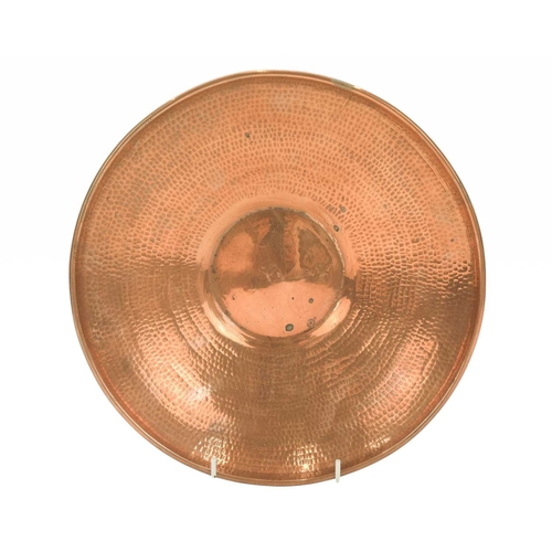 10 - Francis 'Bert' Cargeeg, a hand wrought copper bowl. With a broad planished edge, engraved treskele m... 