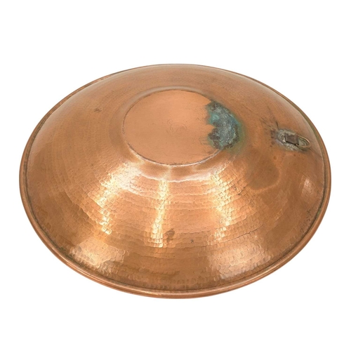 10 - Francis 'Bert' Cargeeg, a hand wrought copper bowl. With a broad planished edge, engraved treskele m... 