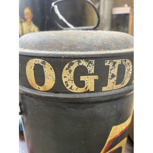 12 - A painted toleware tobaccanist's canister. 'Ogden's Coconut', 5, height 24cm. In our opinion this ca... 
