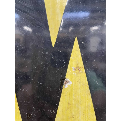 15 - A W.B. Cooper Lowestoft enamel advertising sign. Early 20th century, yellow ground with black font '... 