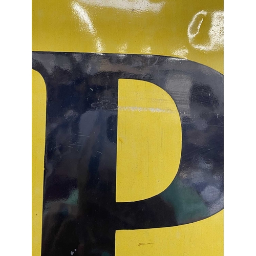 15 - A W.B. Cooper Lowestoft enamel advertising sign. Early 20th century, yellow ground with black font '... 