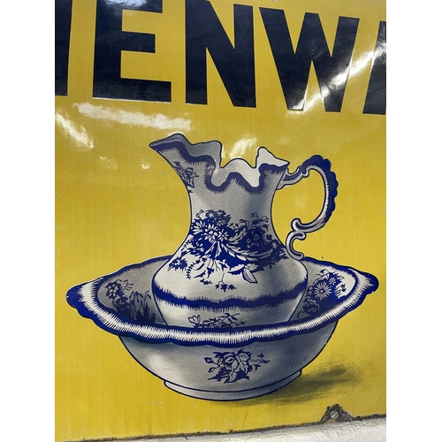 15 - A W.B. Cooper Lowestoft enamel advertising sign. Early 20th century, yellow ground with black font '... 