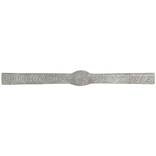 212 - A Bolitho & Sons Penzance tin ingot Length 35.5cm, 1lb in weight, rumoured to have been recovered fr... 