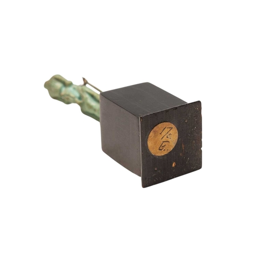 30 - An Egyptian faience amulet of a deity. Late period, the standing figure with ornate headdress, heigh... 