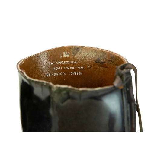 31 - A pair of black leather riding boots and trees. Size 7 1/2