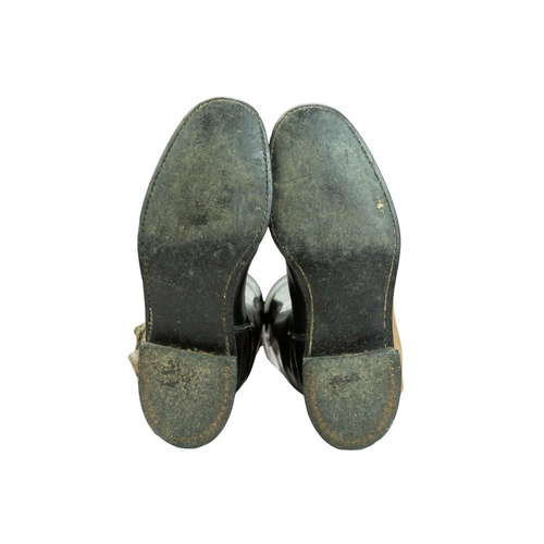 31 - A pair of black leather riding boots and trees. Size 7 1/2