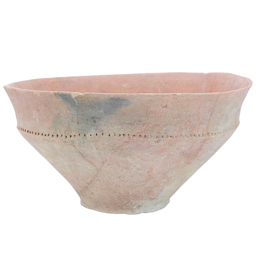 47 - A Near Eastern Trans-Jordan large terracotta bowl. Bronze Age, circa 3000-2700 BC, with a broad rim,... 