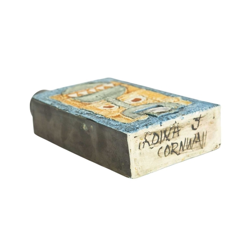 712 - A Troika chimney vase. With typical textured geometric decoration, painted by Jane Fitzgerald, heigh... 