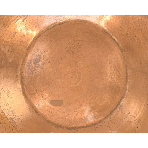 9 - Francis 'Bert' Cargeeg, a hand wrought copper bowl. With a slightly convex base and planished sides,... 