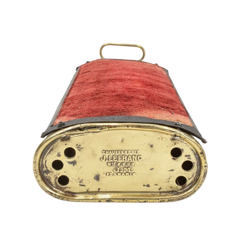 100 - A late 19th/early 20th century carriage/ early automobile foot warmer. Anodised tin with original ca... 