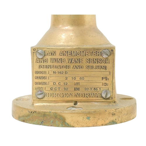 102 - A model 'N-162D' brass anemometer. Made in Bergen, Norway, this piece features a brass column and an... 