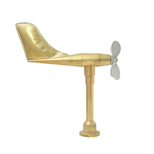 102 - A model 'N-162D' brass anemometer. Made in Bergen, Norway, this piece features a brass column and an... 