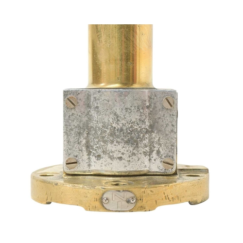 109 - A ship's anemometer. Featuring a brass column and four-blade propeller, with an enamelled blue fibre... 