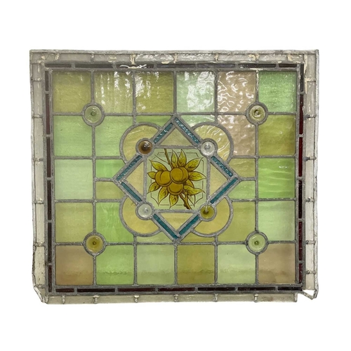 117 - A collection of leaded stained glass panels. Late 19th century in need of restoration, various shape... 