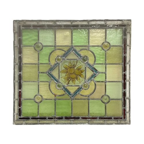 117 - A collection of leaded stained glass panels. Late 19th century in need of restoration, various shape... 