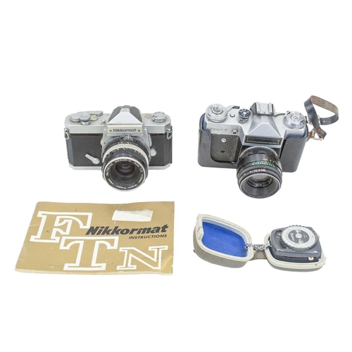 141 - A Nikon FTN Nikkormat SLR camera. Serial number FT 3522622, with a Nikkor-H 1:2 f=50mm lens, togethe... 