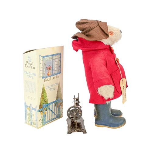154 - A Gabrielle Designs 'Paddington Bear' teddy. With red duffel coat, brown hat and dark blue wellingto... 