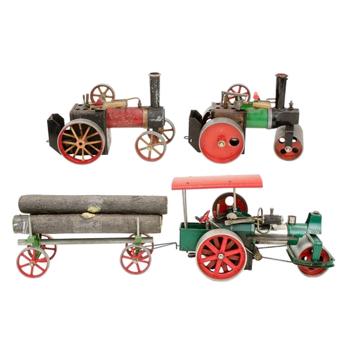 162 - An early Mamod TE1 steam traction engine. With red paint work, together with a Mamod steam roller, a... 