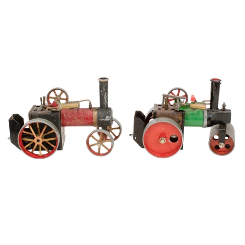 162 - An early Mamod TE1 steam traction engine. With red paint work, together with a Mamod steam roller, a... 