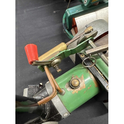 162 - An early Mamod TE1 steam traction engine. With red paint work, together with a Mamod steam roller, a... 