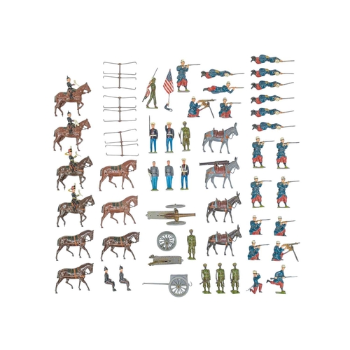180 - Lead toy soldiers. 22 French Foreign Legion, 5 Sikh Infantry, miscellaneous flag bearers, gun crew, ... 