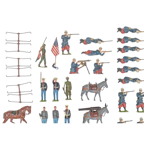 180 - Lead toy soldiers. 22 French Foreign Legion, 5 Sikh Infantry, miscellaneous flag bearers, gun crew, ... 