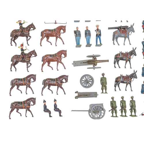 180 - Lead toy soldiers. 22 French Foreign Legion, 5 Sikh Infantry, miscellaneous flag bearers, gun crew, ... 