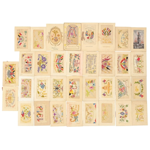 183 - WW1 Interest. A collection of silk embroidered cards. One embroidered with the crest of the Royal Fi... 