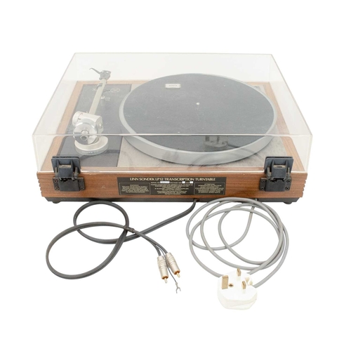 191 - A Linn Sondek LP12 turntable. Walnut base, with perspex lid, height 17cm, width 44cm, depth 35cm. Th... 