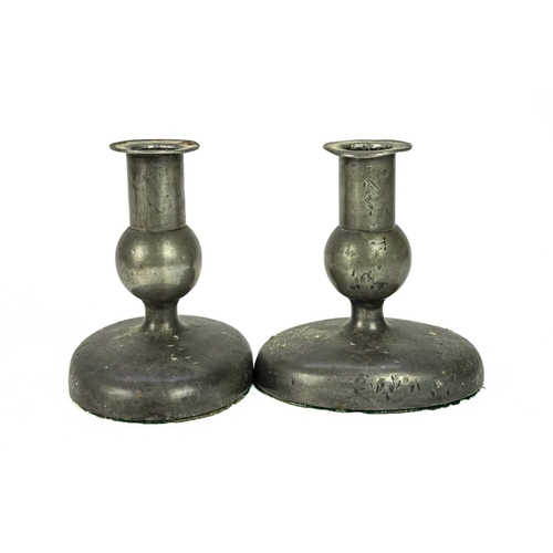 195 - Three loaded silver piano candlesticks. Mixed dates and makers, height 11cm, together with a silver ... 