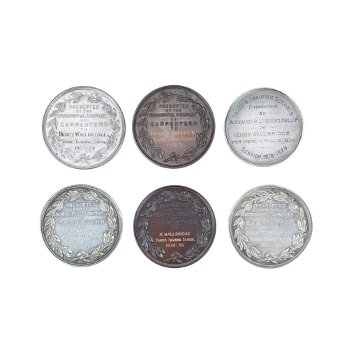 196 - The Worshipful Company of Carpenters, three silver presentation medals. All awarded to Henry Wallbri... 