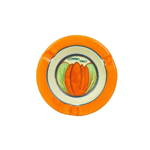 226 - A Clarice Cliff Orange Lily pattern ashtray. Circa 1928, printed Fantasque mark, diameter 11.5cm, to... 
