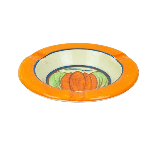 226 - A Clarice Cliff Orange Lily pattern ashtray. Circa 1928, printed Fantasque mark, diameter 11.5cm, to... 