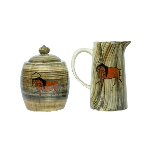 230 - Beswick 'Zebrette' ceramics. Circa 1950s, designed by James Hayward and Albert Hallam, includes a 13... 