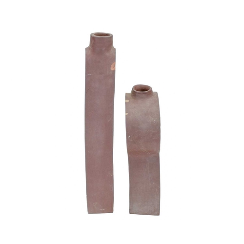 236 - Nigel COUCH Two terracotta vases. One in the form of a Celtic cross height 35cm, the other of revers... 