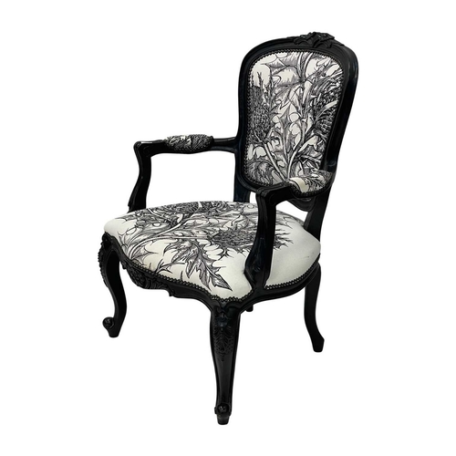 255 - A Jimmie Martin 'Louis' chair. The upholstered seat and back covered in Timorous Beasties 'Thistle' ... 