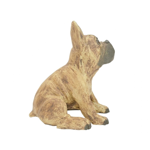 266 - Lynn DAVEY (XX-XXI) French Bulldog Puppy. Stoneware sculpture by the Cornish artist, signed to the b... 